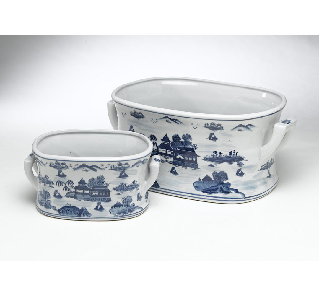 Willow Pattern 2-Piece Pot Planter Set AA Importing
