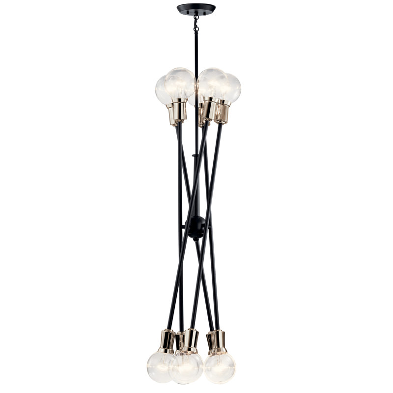 Lustre linéaire spoutnik moderne à 10 lumières Kyla, Noir