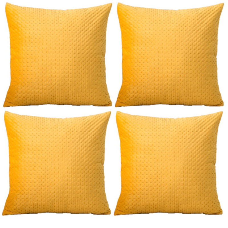 Ensemble de 4 housses de coussin Ultrasonic square print, Jaune