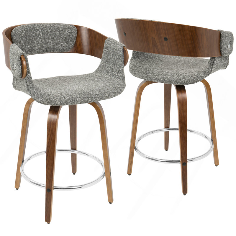 Tabouret de comptoir moderne en noyer et gris Elisa par Lumisource - ensemble de 2, Gris
