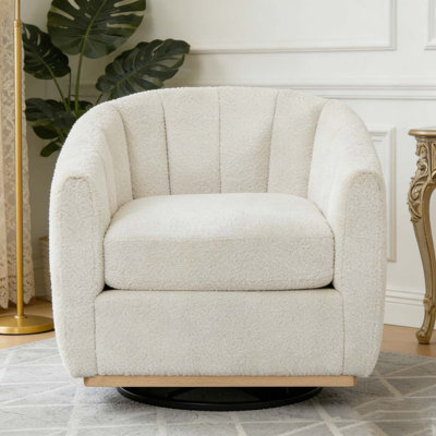 31.89 "Wide Modern Chenille Cushioned Metal Base 360° Swivel Chair