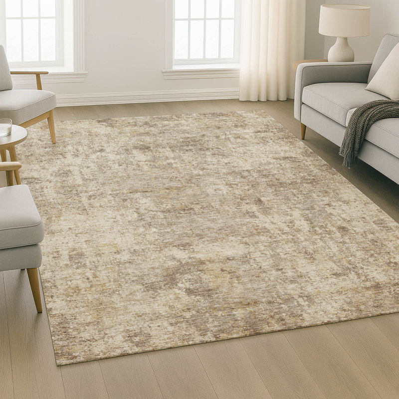 Premium Machine Washable Mayfield AMF2061 Abstract Rug, Taupe, 5' x 7'6"