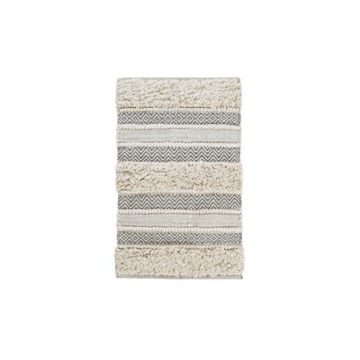 Woven Texture Stripe Bath Rug Grey 22X58"