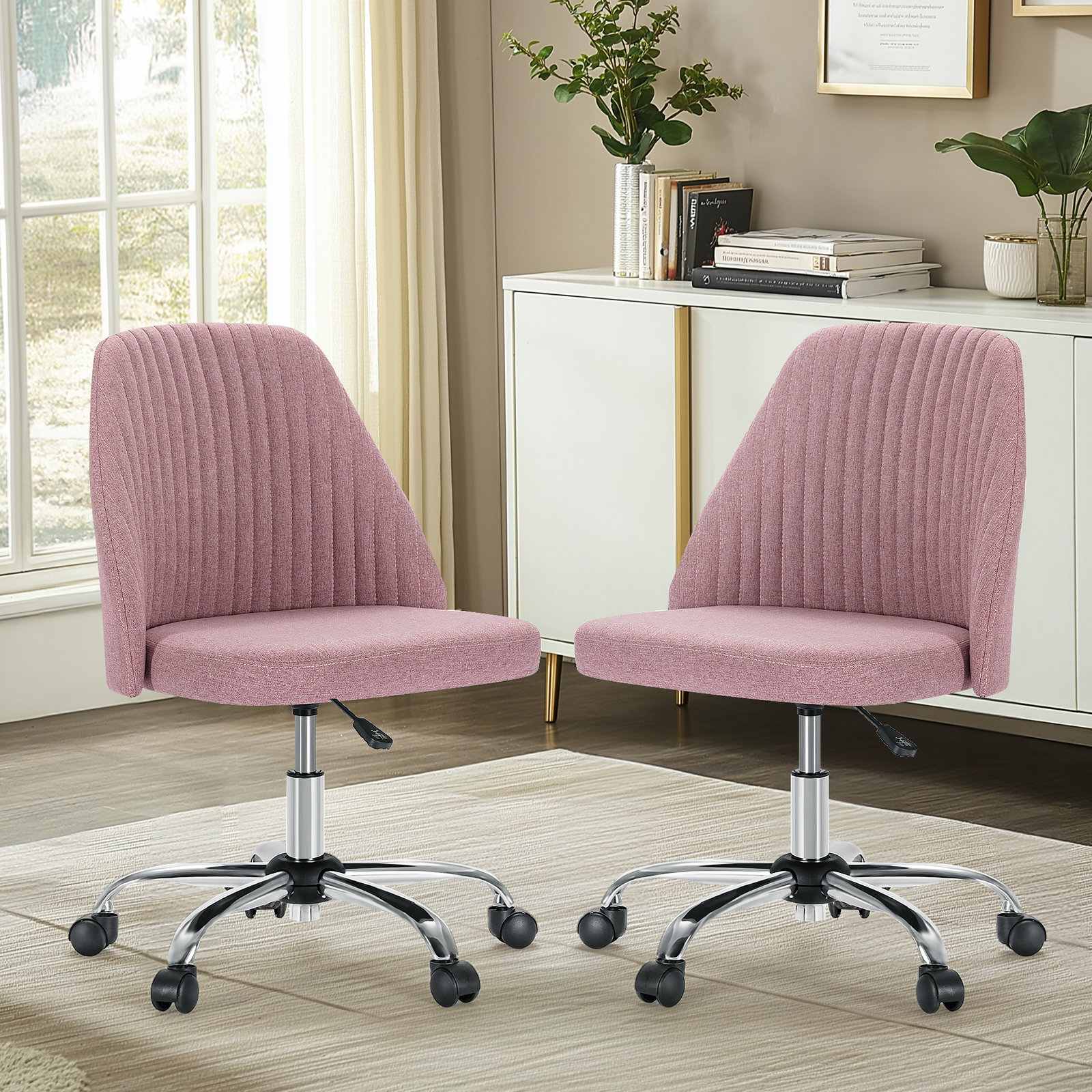 Office Chair with Wheels, Pink
