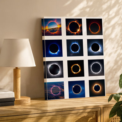 Canvas A Visually Striking Composition Featuring A Grid Of Nine Eclipse Wall Art Images Each Showcasing Unique Celestial Phenomena The Canvas Wall Art