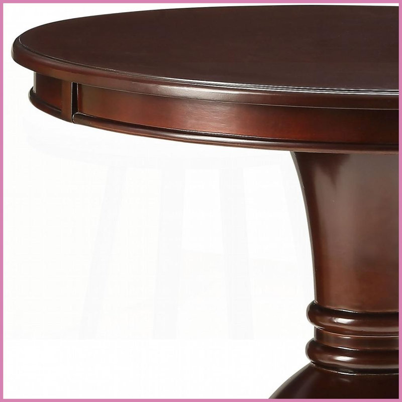 Table basse espresso peu encombrante avec piédestal pour salon, plateau rond classique, Brun