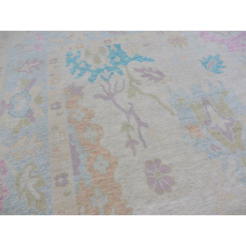 Tapis oriental moderne Oushak coloré noué à la main 8 pi 10 po x 12 pi 4 po G14697