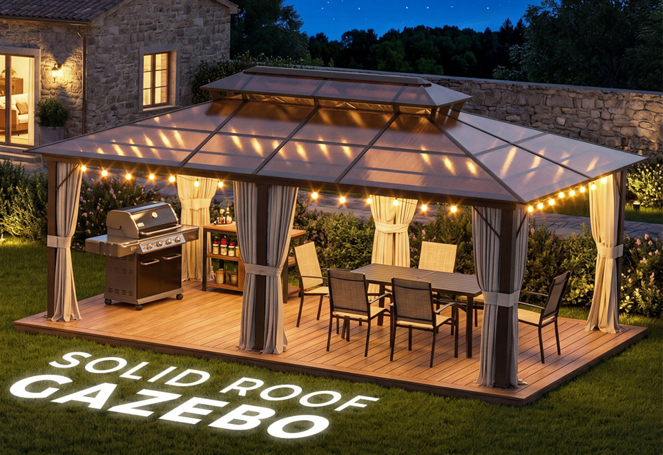 Gazébo en aluminium à toit rigide