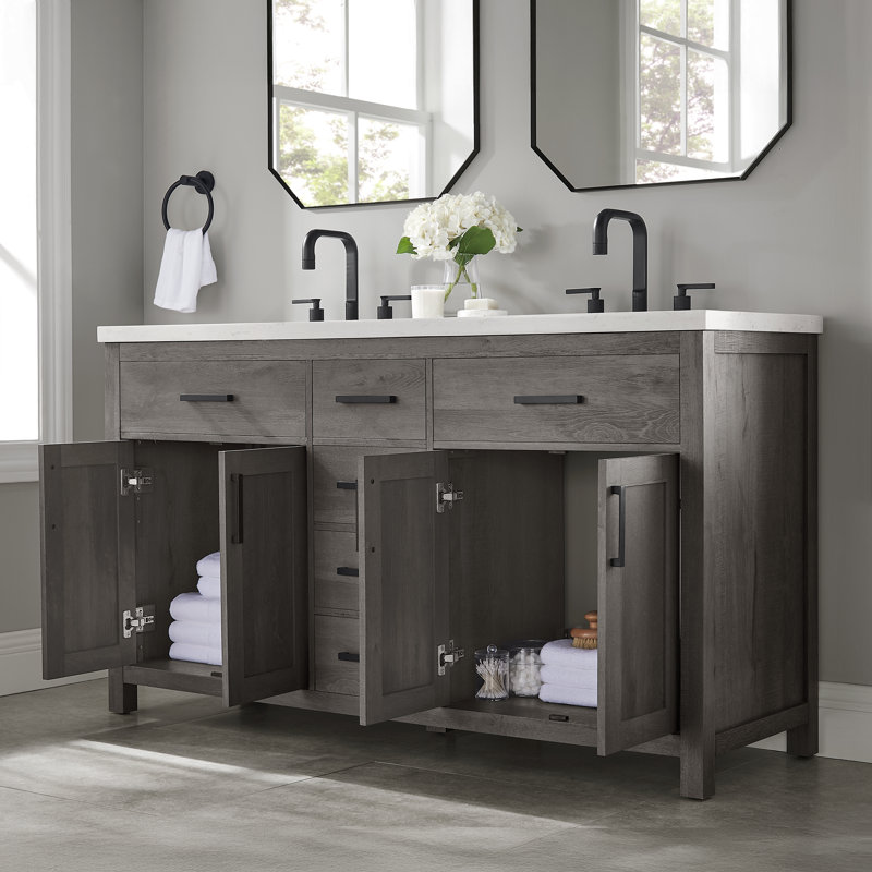 60" W Double Vanity with Engineered Stone Top