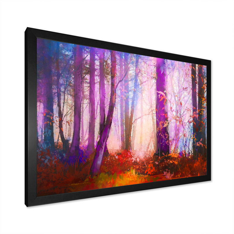 «Abstract Mystic Autumn Forest», reproduction sur toile flottante, H 30 po x l 40 po x P 1,5 po, Cadre photo noir