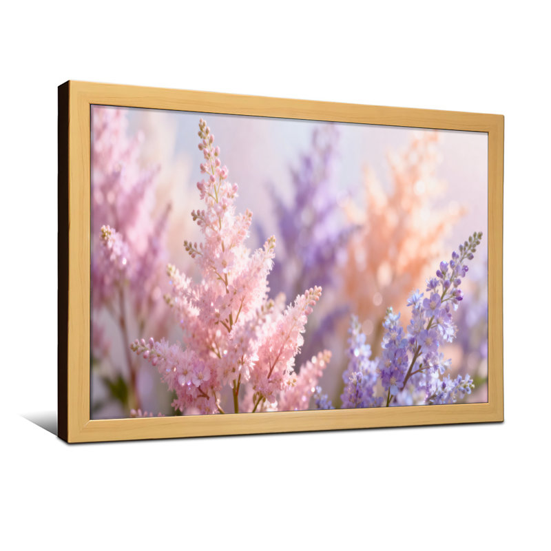 Plantes et fleurs, beau motif floral rose, mauve et orange, Toile tendue, Ne s’applique pas, H 20 po x l 30 po