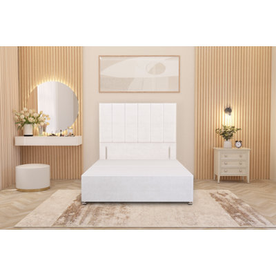 Asterin Divan Bed Base with 54" Floor Standing Headboard Plush Velvet