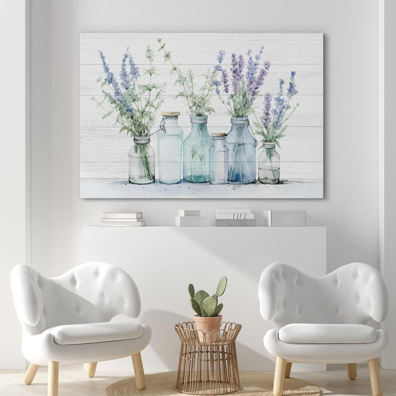 Reproduction botanique moderne sur toile, H 24 po x l 36 po x P 1,5 po, Toile tendue
