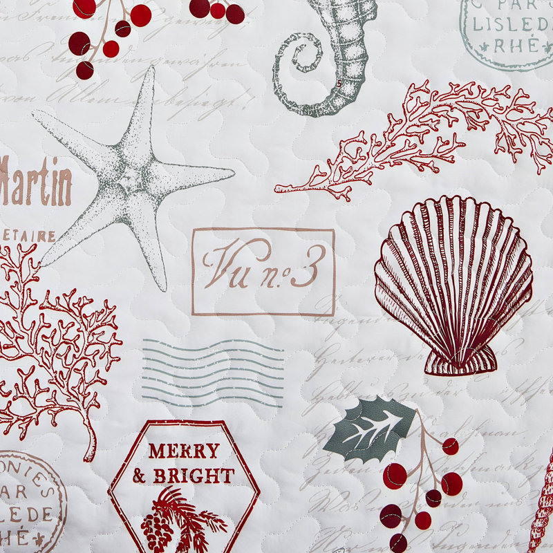Holiday Writing Quilt Set, Queen Quilt + 2 Standard Shams