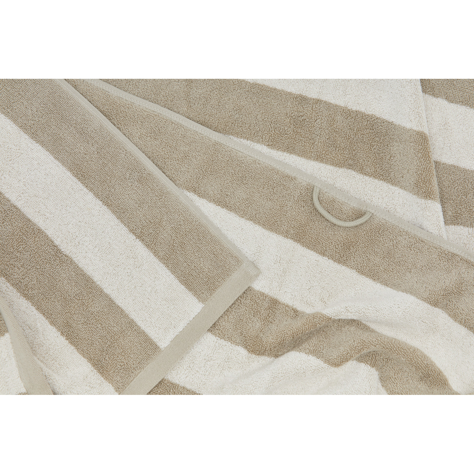 Simple Striped 100% Cotton, Ivory/Flax, Bath Towel - 1 Pack