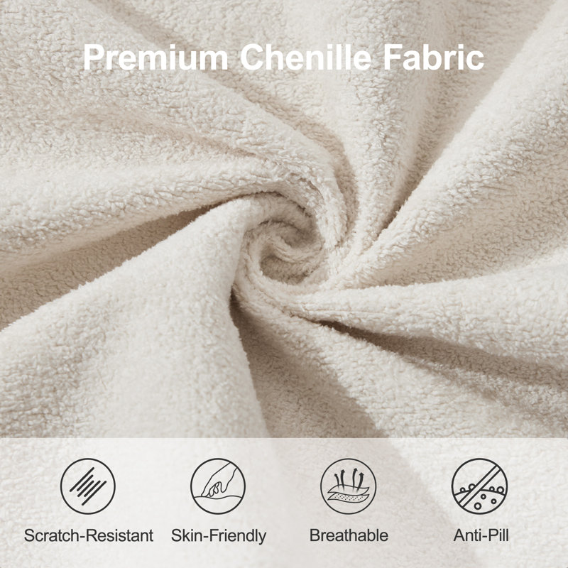 Canapé incurvé Boneless en chenille - sans assemblage, 2, Beige