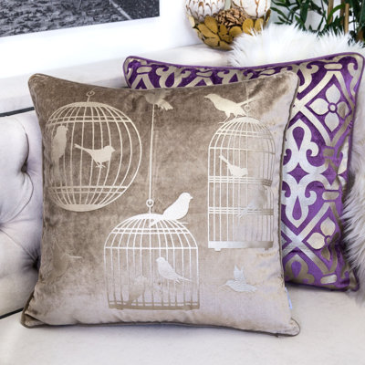  Bird Cage Velvet Throw Pillow