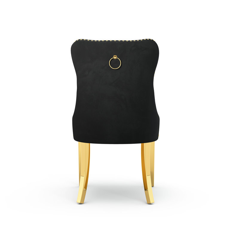 Pamela 22.8'' H Tufted Velvet Upholstered Side Chair, Gold, Black
