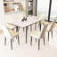 7 tables et chaises de salle à manger avec une fonctionnalité extensible de 2 à 6 sièges modernes: chaises en tissu Pu, pieds en métal noir, installation facile à nettoyer-75434400