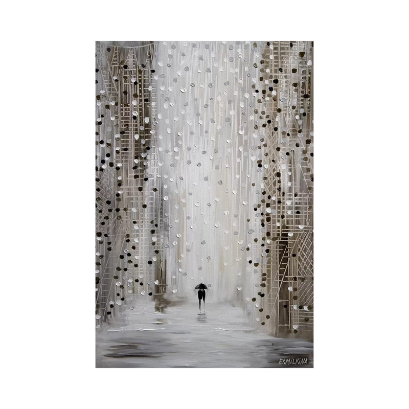 Under The Rain by Ekaterina Ermilkina - Print on Canvas, Wrapped Canvas, 20.32 cm H x 30.48 cm W