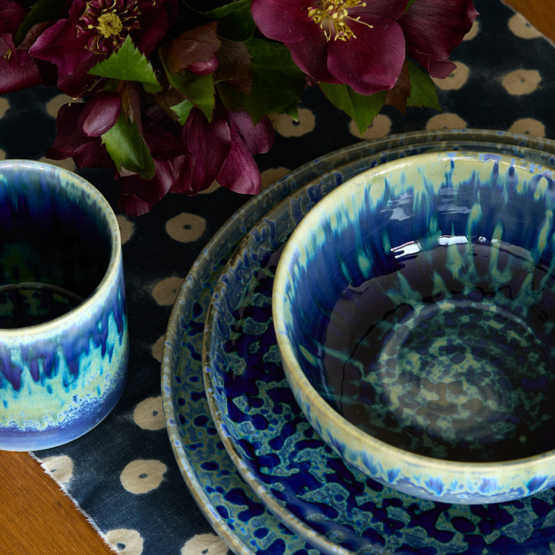 Hanami Stoneware Dinner Plate, Blue