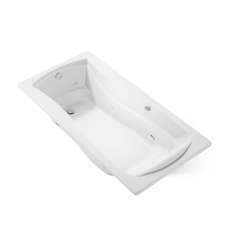 Mariposa® 72" x 36" Drop in Whirlpool Bathtub with Bask® Heating Technology, White