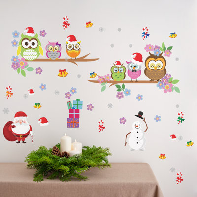 Décalcomanie murale de noël très hibou