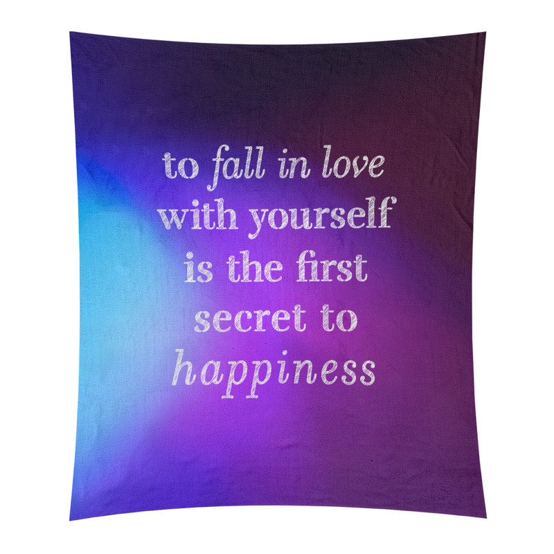 Tapisserie en polyester à la main vous aimera, H 104 po x l 88 po, Bleu / Mauve