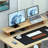 Large Dual Monitor Stand Riser, Solid Wood Desk Shelf With Eco Cork Legs For Laptop Computer/TV/PC/Printers, Perfect Desktop Stands Organizer With Underneath Storage For Office Accessories