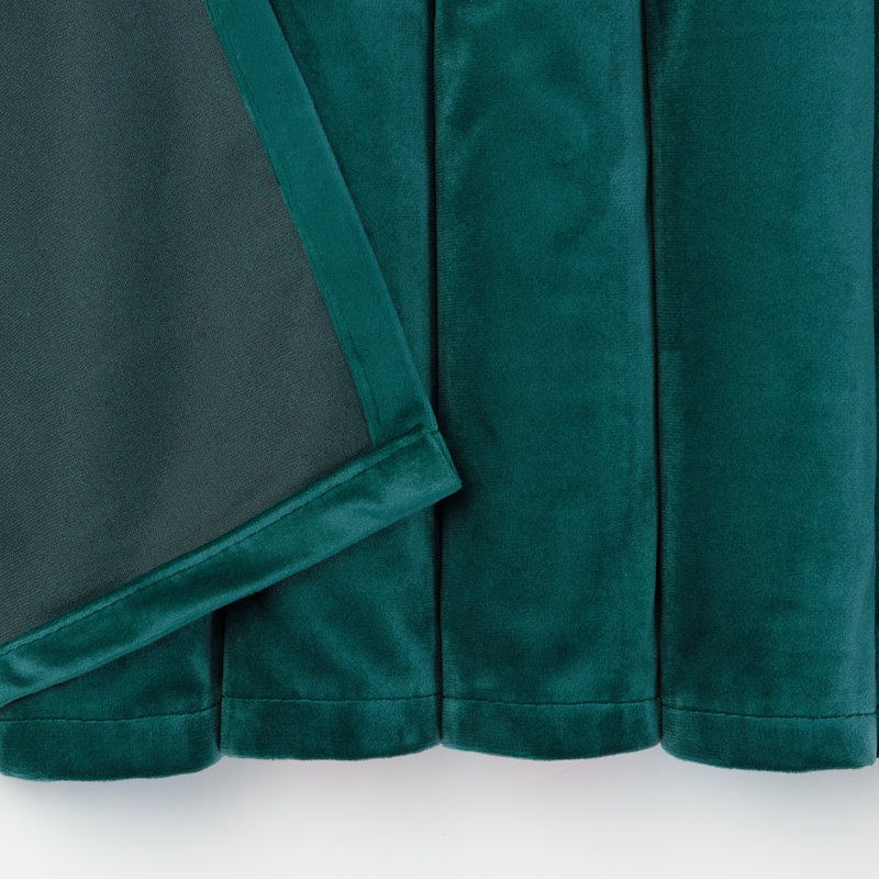 Mondragon 2-Panel Solid Classy Velvet Room Darkening Curtains - 3-In-1 Back Tab, Rod Pocket, Ring Tab, Teal, 52" W x 84" L