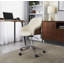Chaise de bureau en métal chromé, bois de noyer et similicuir crème-794633730-794633733