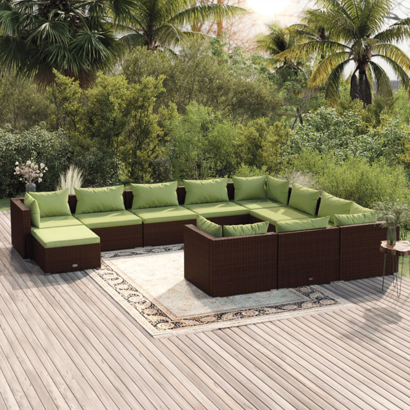 Ensemble modulaire de patio carré de 27,6 po de largeur avec coussins, Rouge cannelle, Brun