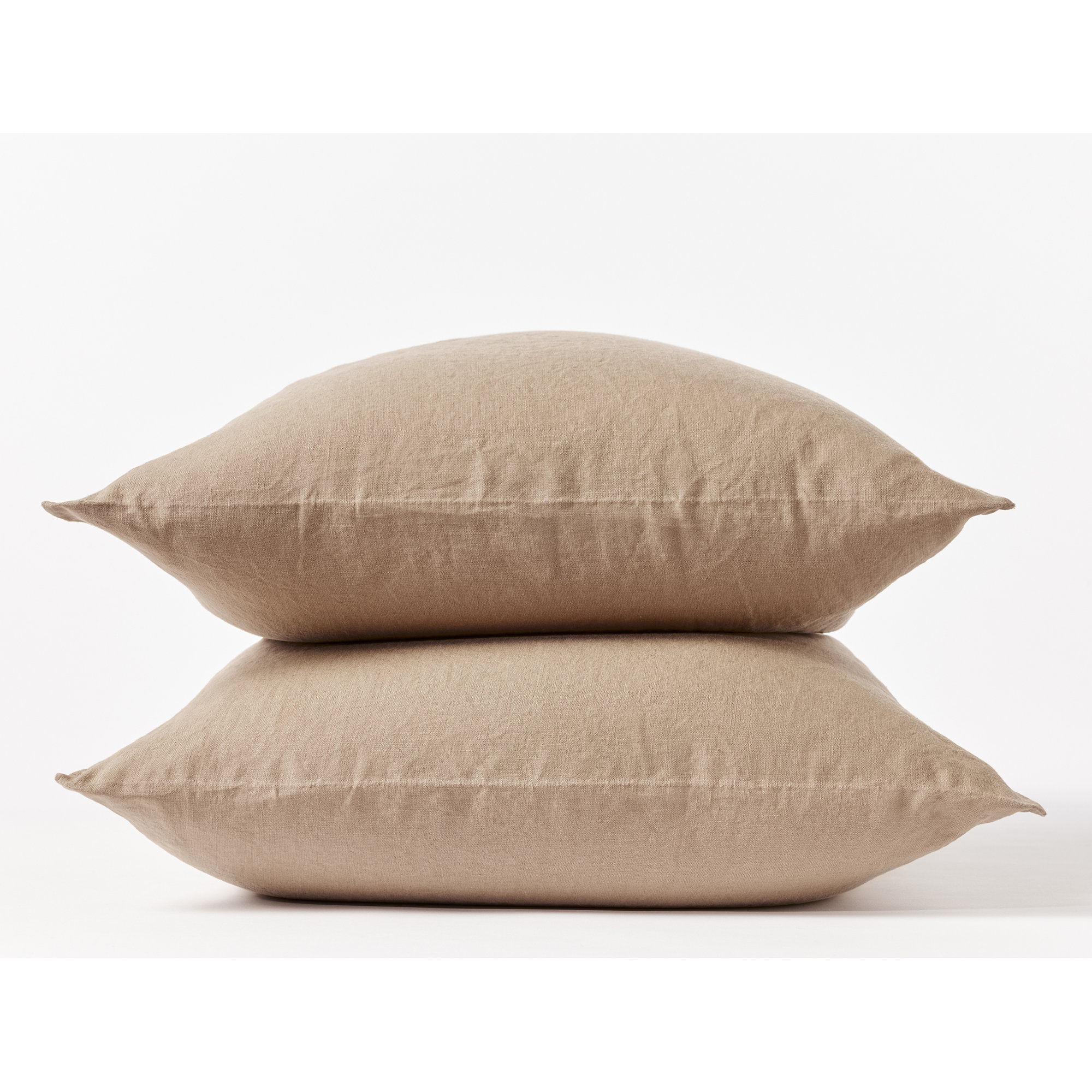Organic Relaxed Belgian Flax Linen Standard Pillowcase - Set of 2, Doe, Standard/Queen Pillowcase