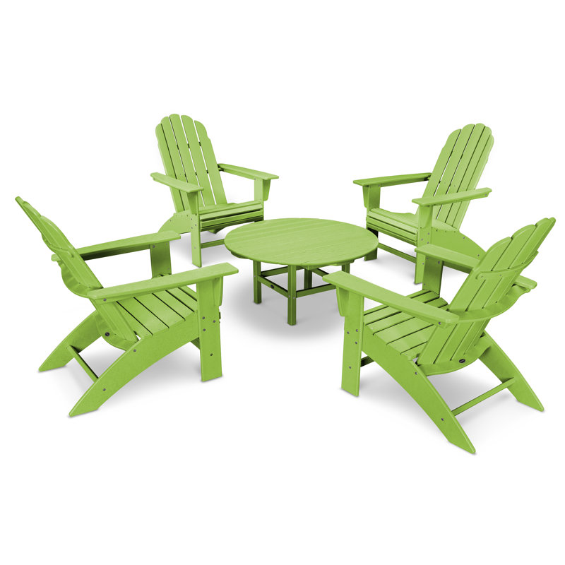 POLYWOOD Vineyard 5-Piece Oversized Adirondack Set, Lime