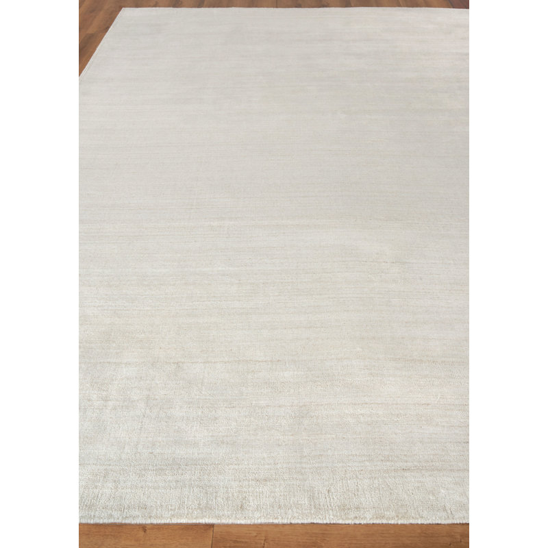 Ambrose Handmade Wool/Bamboo Silk, Beige Area Rug, Ivory/Gray, Rectangle 14' x 18'