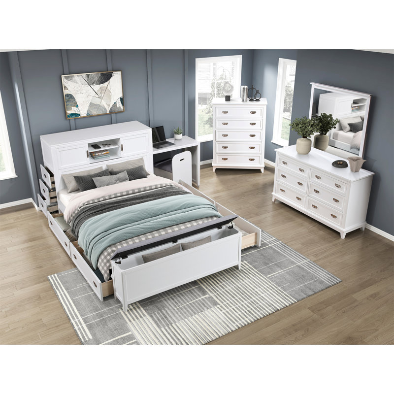 Commode blanche avec 6 tiroirs et meubles de chambre à coucher modernes en bois 1Pc, Blanc