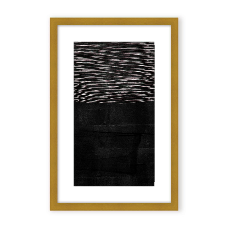 Abstract Blackened Line by  - Picture Frame Painting on Paper, 48" H x 32" W x 1.125" D, Framed Print, Gold