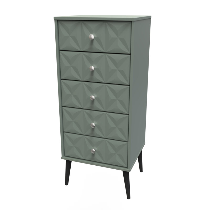 Fully Assembled Hermila 5 - Drawer Chest of Drawers, Reed Green