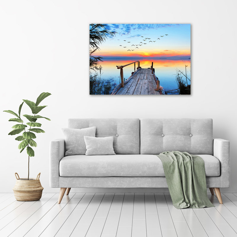 Pier At The Lake - Wrapped Canvas Print