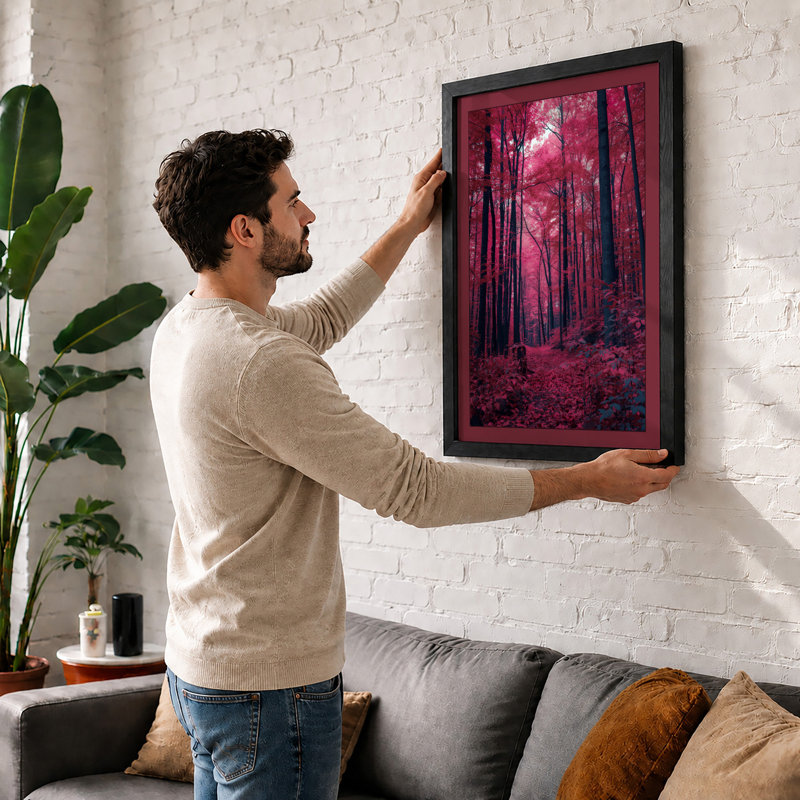 Luminous Forest Path Boho - Framed Print, Oak, A4 - 29.7 x 21.0 cm