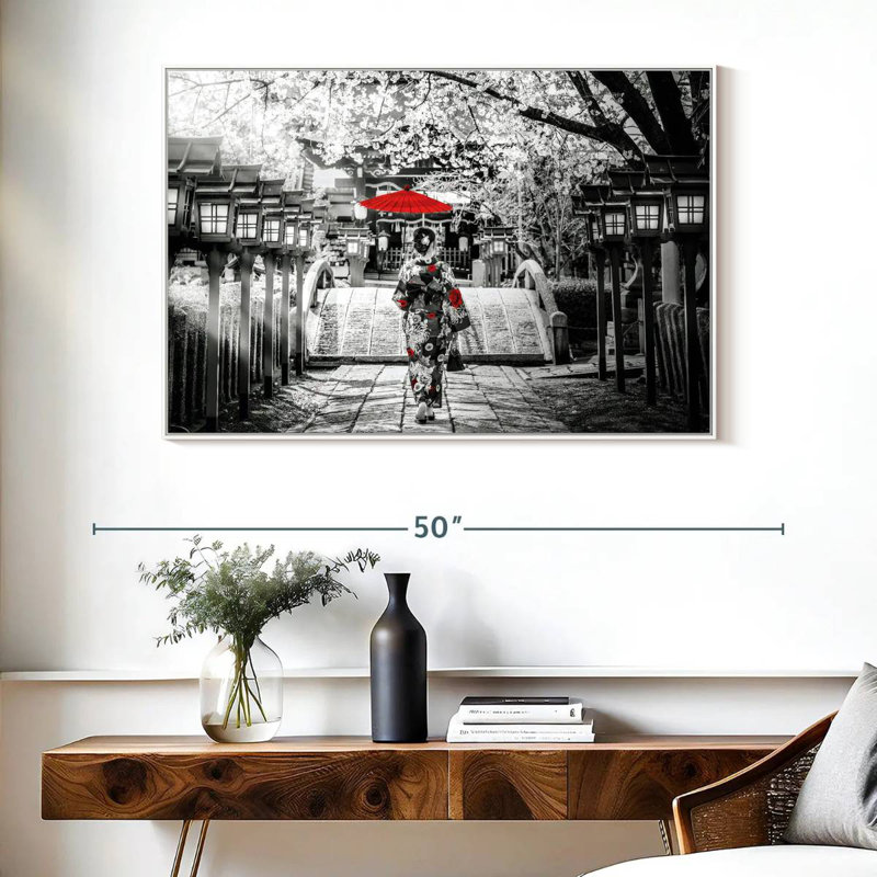 Geisha Pop, Cadre flottant blanc, 40 po x 27 po