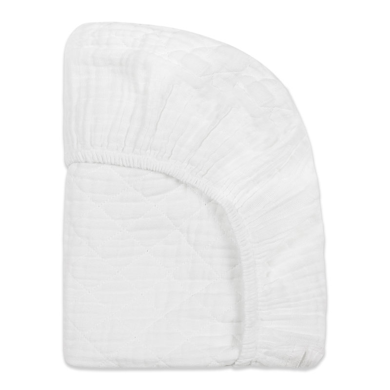White Quilted Organic Cotton Muslin Changing Pad Cover