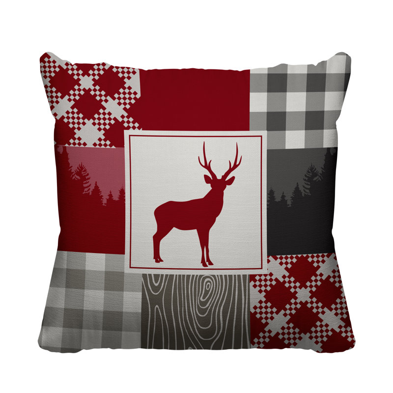 Coussin intérieur / extérieur Range Trees Cabin, 19 po x 19 po, Rouge, Carré