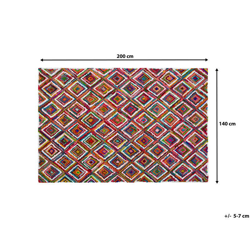 Cotton Hand Woven Area Rug, Rectangle 140 x 200cm