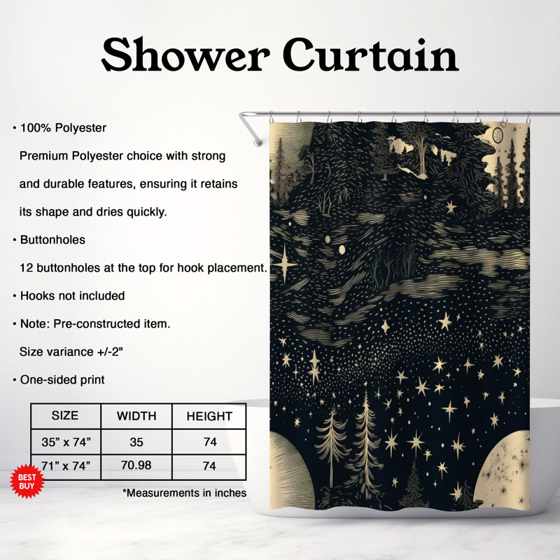 Rideau de douche Havik, H 74 po x l 71 po