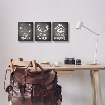 Ensemble de 3 impressions sur toile Rustic Adventure phrases par Ashley Calhoun