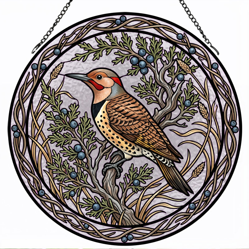 Panneau de vitrail Bird Branch ， 7,8H, H 7,8 po
