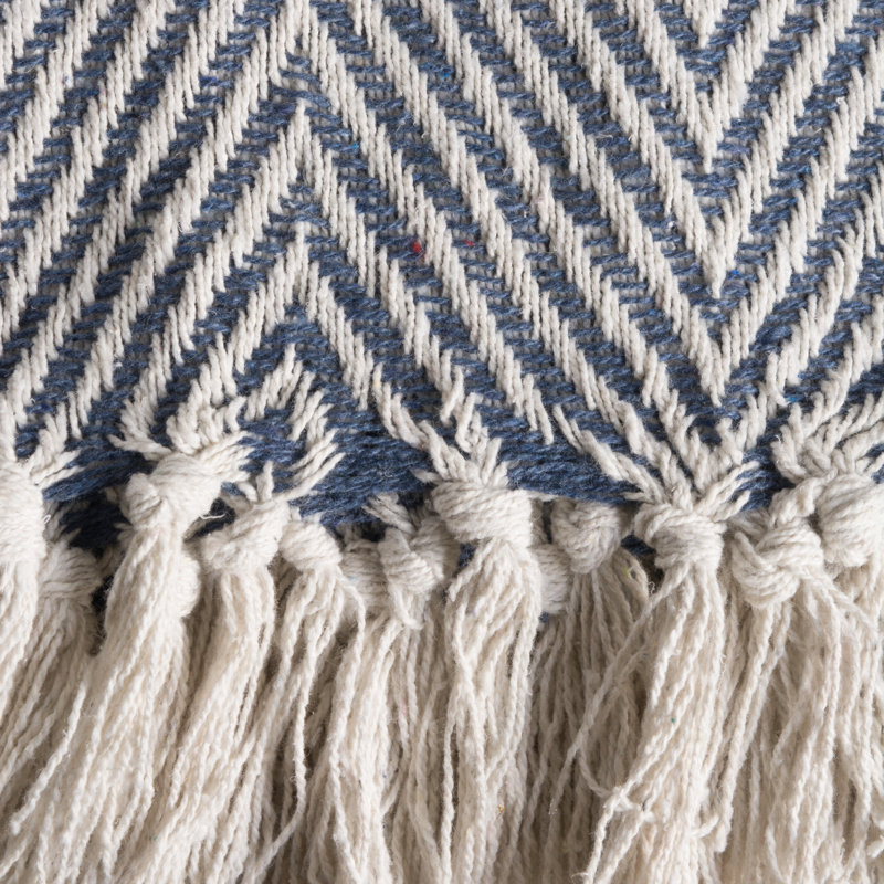 Jeté en coton Dll, bleu