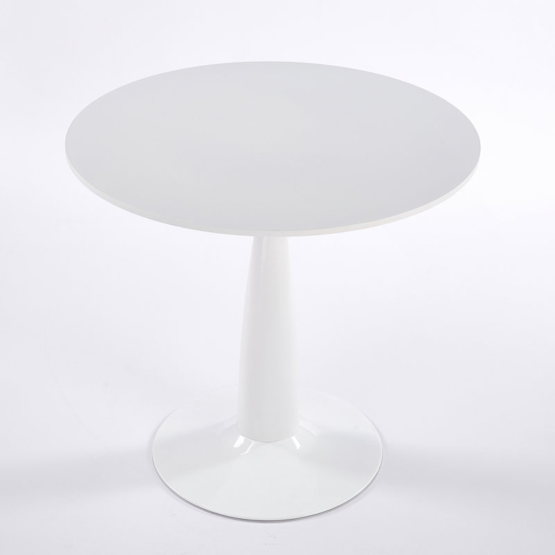 Table à piédestal 31,5 pouces de style Mid-Century moderne, table de salle à manger multifonctionnelle pour 4 à 6 personnes et grande table basse, plateau en panneau de fibres à densité moyenne blanc pour le salon, la cuisine et le bureau