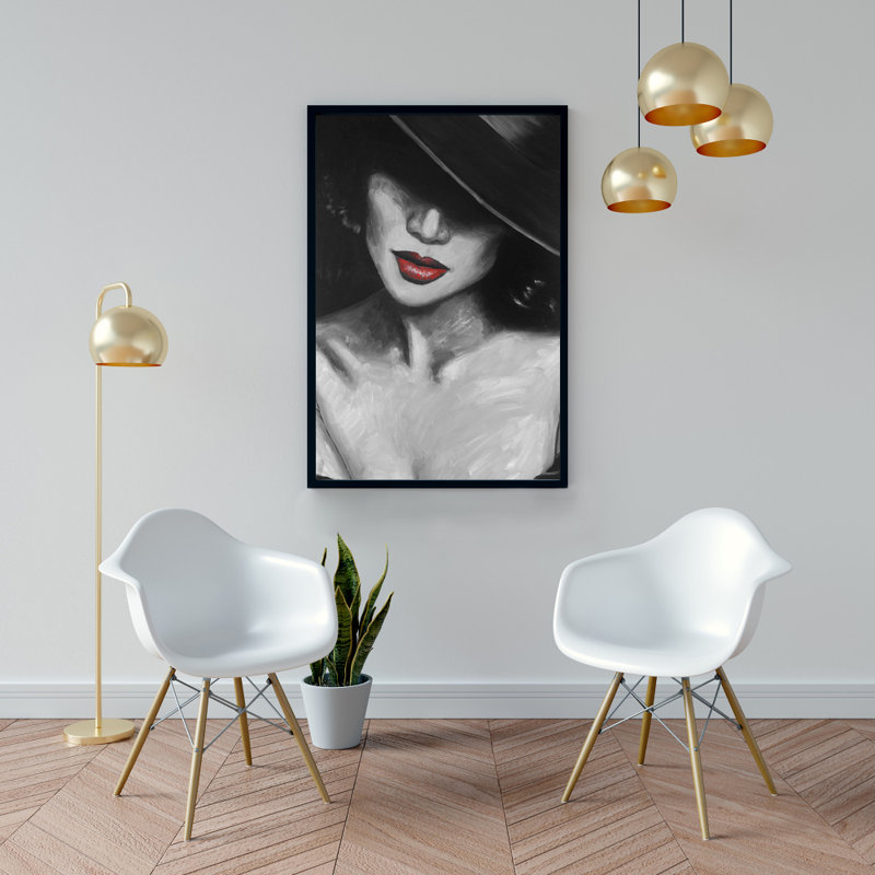 «Mysterious Red Lips Lady» sur toile, H 36 po x l 24 po